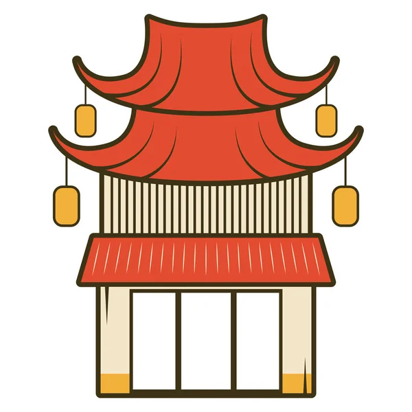 Asiatisk Pagoda Bygga Traditionell Ikon — Stock vektor