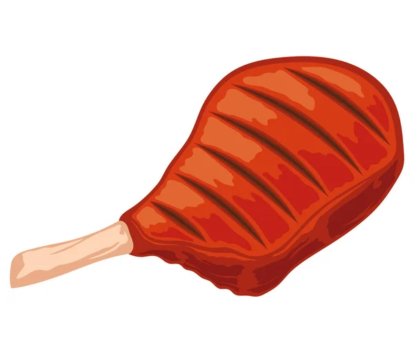 排骨烧烤食物隔离图标 — 图库矢量图片