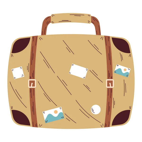Beige Suitcase Travel Stickers — Stock Vector