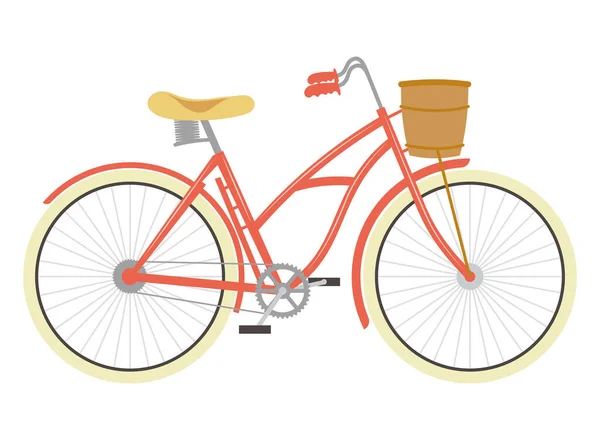 Red Bicycle Basket Icon — Stock Vector