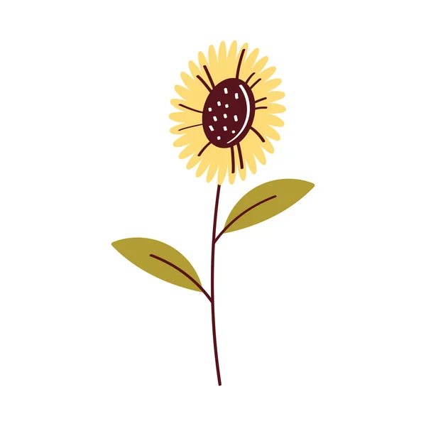 Yellow Sunflower Garden Nature Icon — Stockvektor