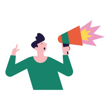 megafon aygıtı kullanan adam karakteri