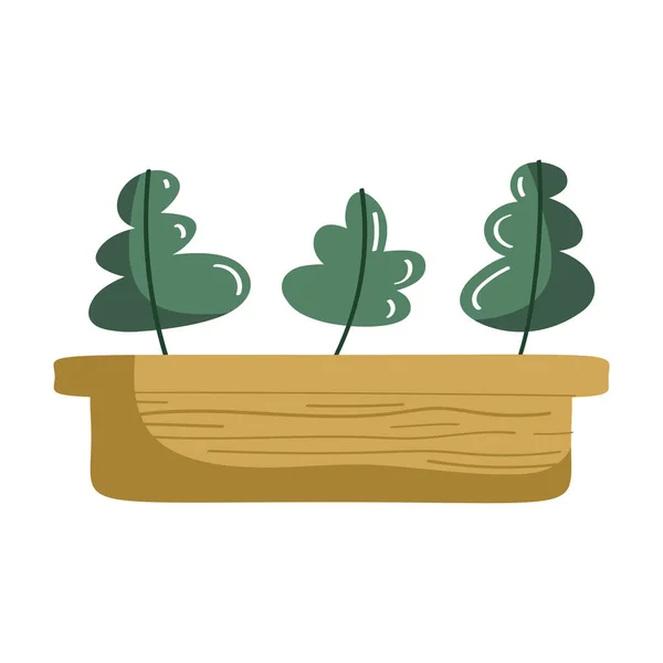 Wooden Houseplant Pot Icon — Stock Vector