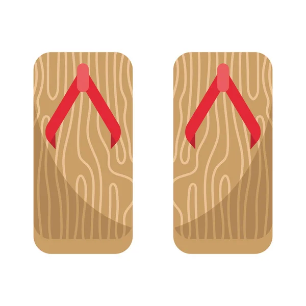 Geta Wooden Japanese Sandals Icon — Stock Vector