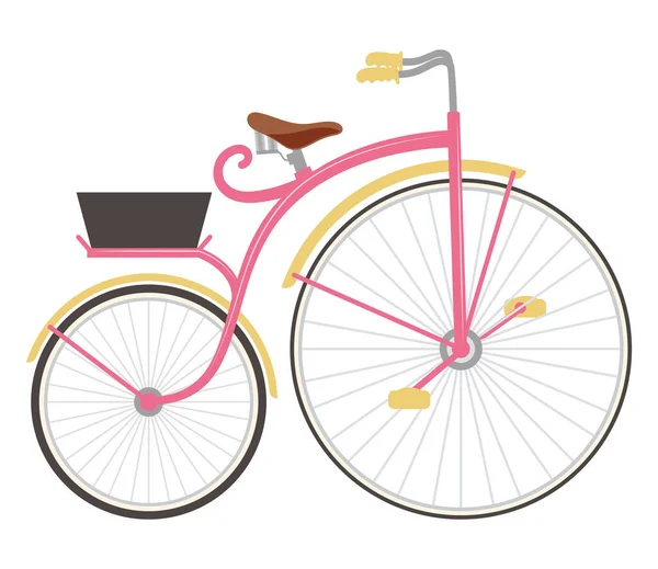 Vieux Vélo Avec Icône Panier — Image vectorielle