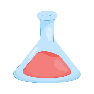 Kırmızı sıvı ikonlu laboratuvar şişesi.
