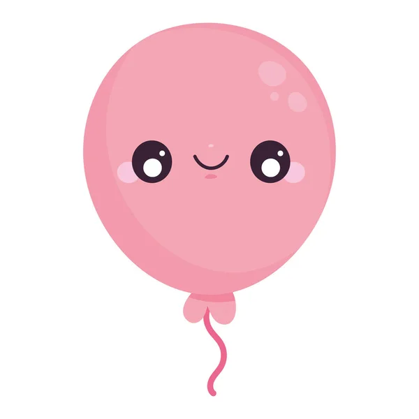 Red Balloon Helium Kawaii Character — Stock Vector