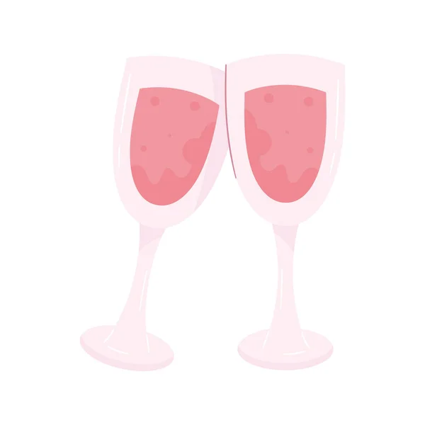 Roze Wijnbekers Drinken Pictogram — Stockvector