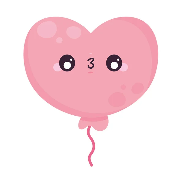Srdce Růžový Balón Helium Kawaii Znak — Stockový vektor