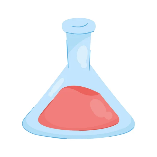 Лабораторная Колба Значком Красной Жидкости — стоковый вектор