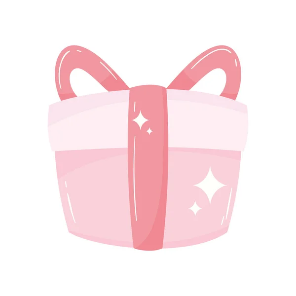 Pink Gift Box Present Icon — Stock Vector