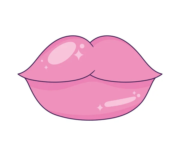 Żeńskie Różowe Usta Całowanie Ikona — Wektor stockowy