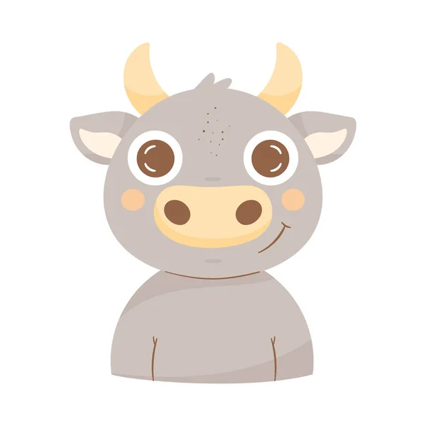 Mignon Taureau Animal Adorable Caractère — Image vectorielle