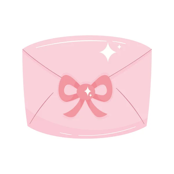 Roze Envelop Liefde Met Lint — Stockvector