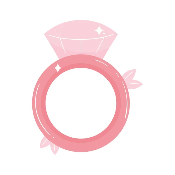 Розовое Обручальное Кольцо Бриллиантом — стоковый вектор