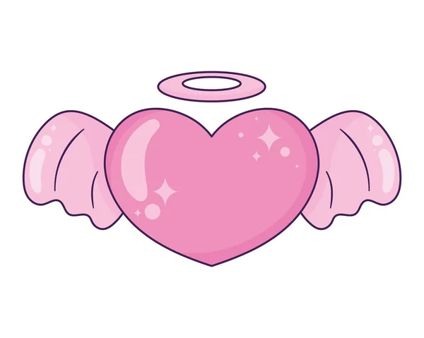 Ροζ Καρδιά Άγγελος Πετούν Εικονίδιο — Διανυσματικό Αρχείο