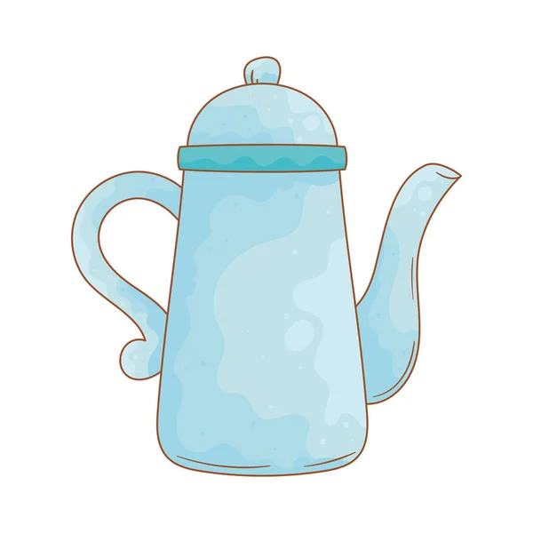 Голубой Чайник Посуда Изолированный Значок — стоковый вектор
