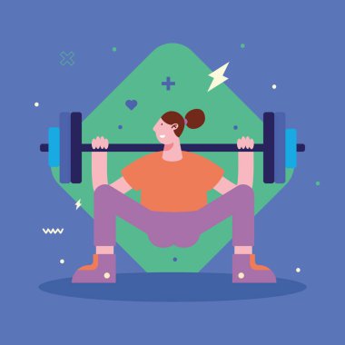 woman lifting weight fitness character