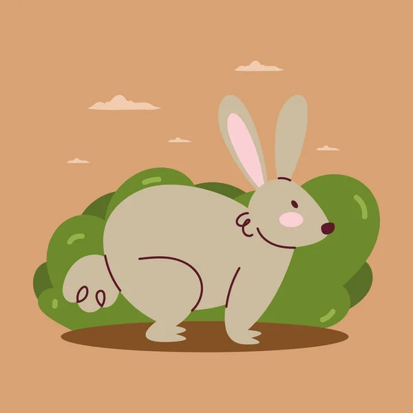 Gray Rabbit Farm Animal Character — Vetor de Stock