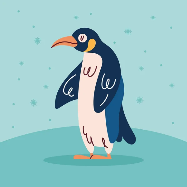 Cute Penguin Wild Animal Character — Vector de stock