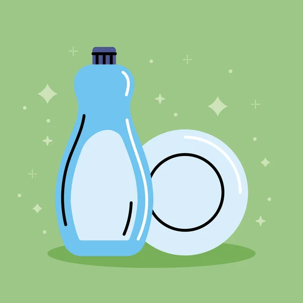 Dishwasher Bottle Cleaning Product Icon — Stok Vektör