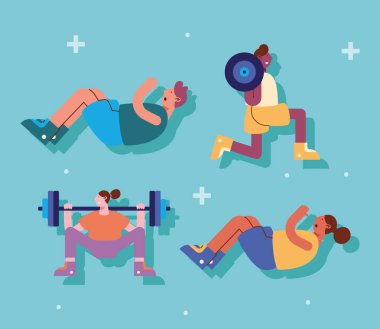 Antrenman yapan dört sporcu grubu.