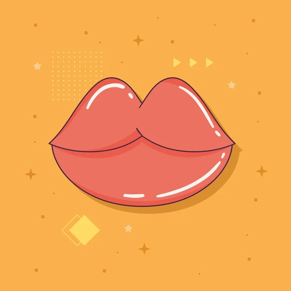 Red Lips Retro Style Icon — Stok Vektör