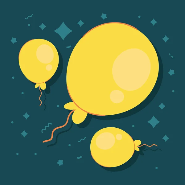 Ballons Jaunes Hélium Icône Flottante — Image vectorielle