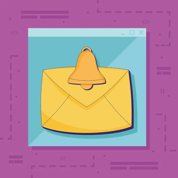 Envelope Mail Bell Icon — Vettoriale Stock