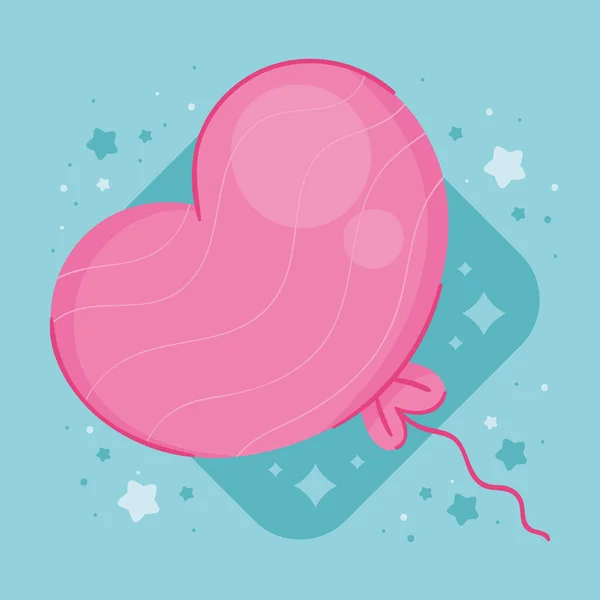 Srdce Balón Helium Plovoucí Ikona — Stockový vektor