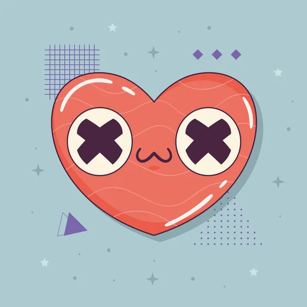 Red Heart Retro Style Icon — Stockvector