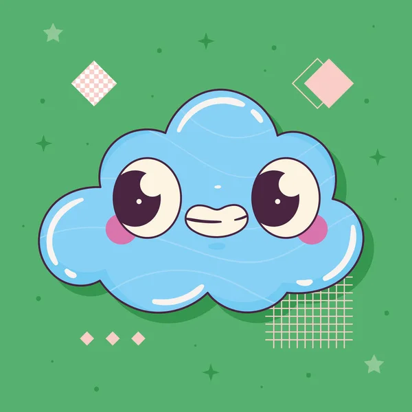 Cloud Kawaii Retro Style Icon — Image vectorielle