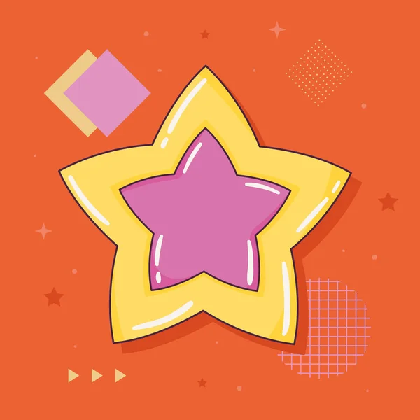 Pink Star Retro Style Icon — Stockvector