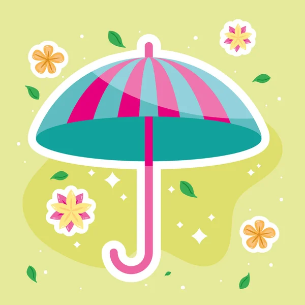 Green Umbrella Accessory Open Icon — Vector de stock
