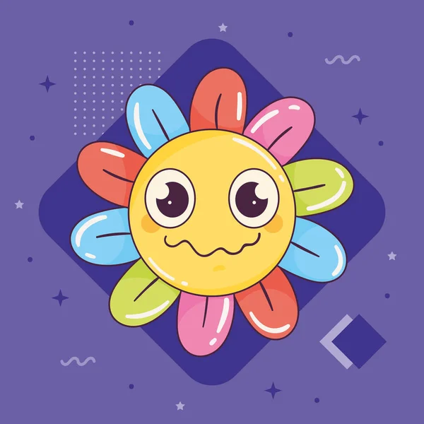 Flower Emoji Retro Style Icon — Stock vektor