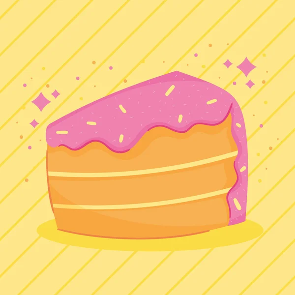 Słodkie Ciasto Porcja Pyszne Ikona — Wektor stockowy