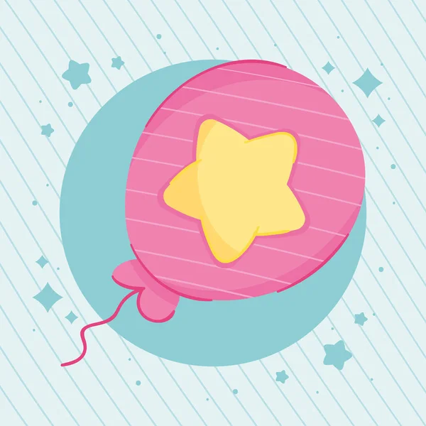 ピンクの風船ヘリウム浮動アイコン — ストックベクタ