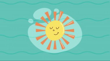 Yaz sezonu Sun Kawaii karakteri, 4k video animasyonu