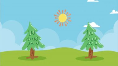 Çam animasyonlu manzara, 4k video animasyonu