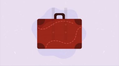 kahverengi bavul seyahat ekipmanı animasyonu, 4k video animasyonu