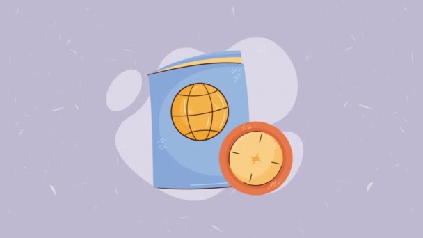 Pass Dokument Med Kompass Animation Video Animerad — Stockvideo