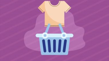 Gömlek animasyonlu alışveriş sepeti pazarı, 4k video animasyonu