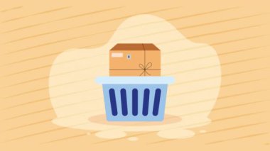 Kutu animasyonlu alışveriş sepeti pazarı, 4k video animasyonu