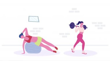 Spor karakterleri animasyonu yapan kızlar, 4k video animasyonu