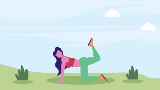 Athlète Féminine Pratiquant Exercice Paysage Vidéo Animée — Video