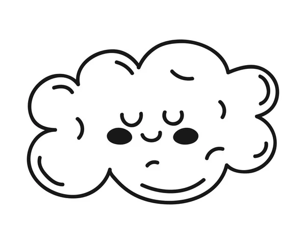 Cloud Kawaii Znak Doodle Styl — Stockový vektor