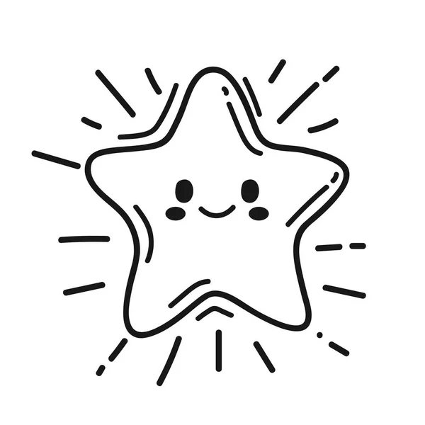 Star Kawaii Character Doodle Style — Stok Vektör
