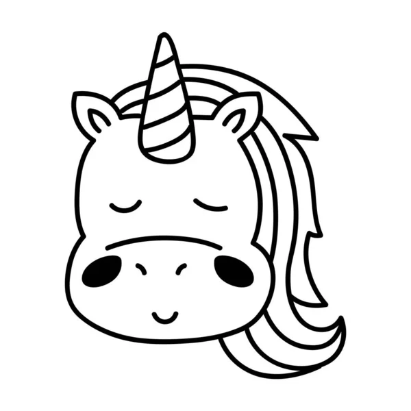 Unicorn Animal Head Doodle Character - Stok Vektor