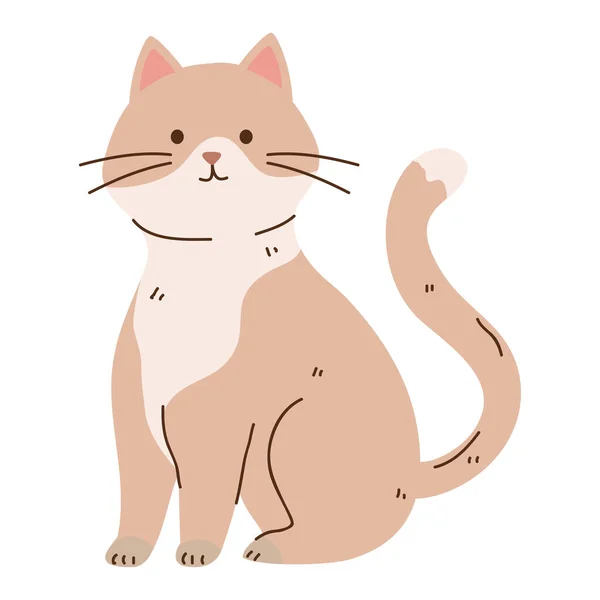 Beige White Cat Character — 스톡 벡터