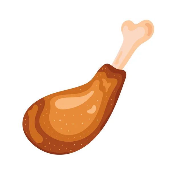 Hähnchenschenkel Fleisch Traditionelle Ikone — Stockvektor